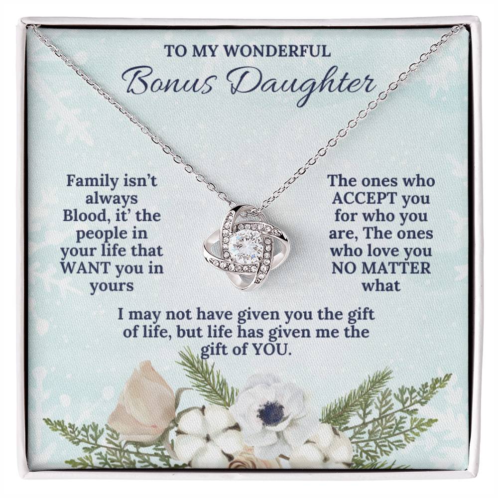 To My Wonderful BONUS DAUGHTER this Christmas | Love Knot Necklace