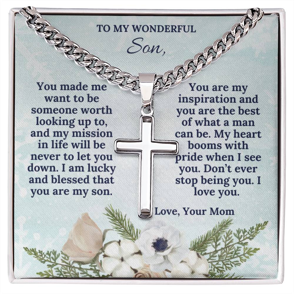 To My Wonderful SON this Christmas | Artisan Cross Necklace