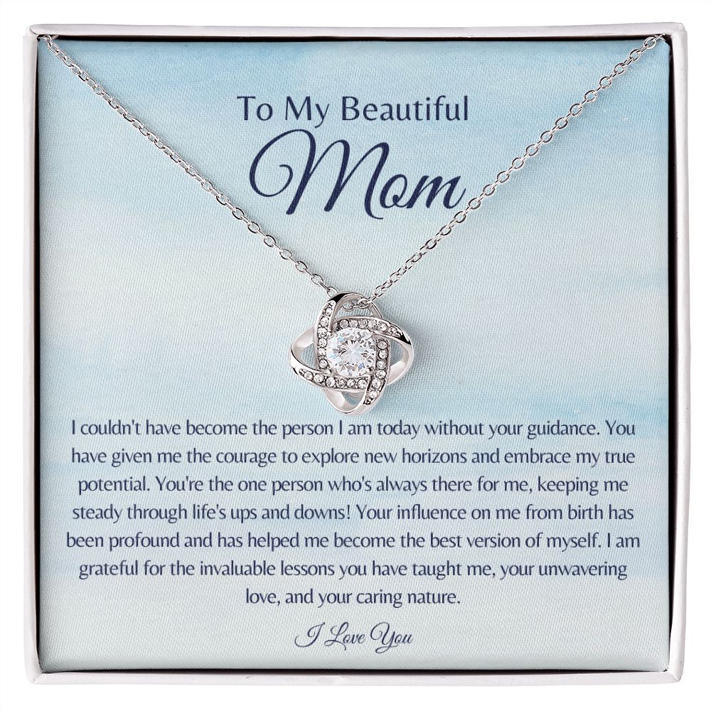 To My Beautiful Mom | I Love You - Love Knot Necklace