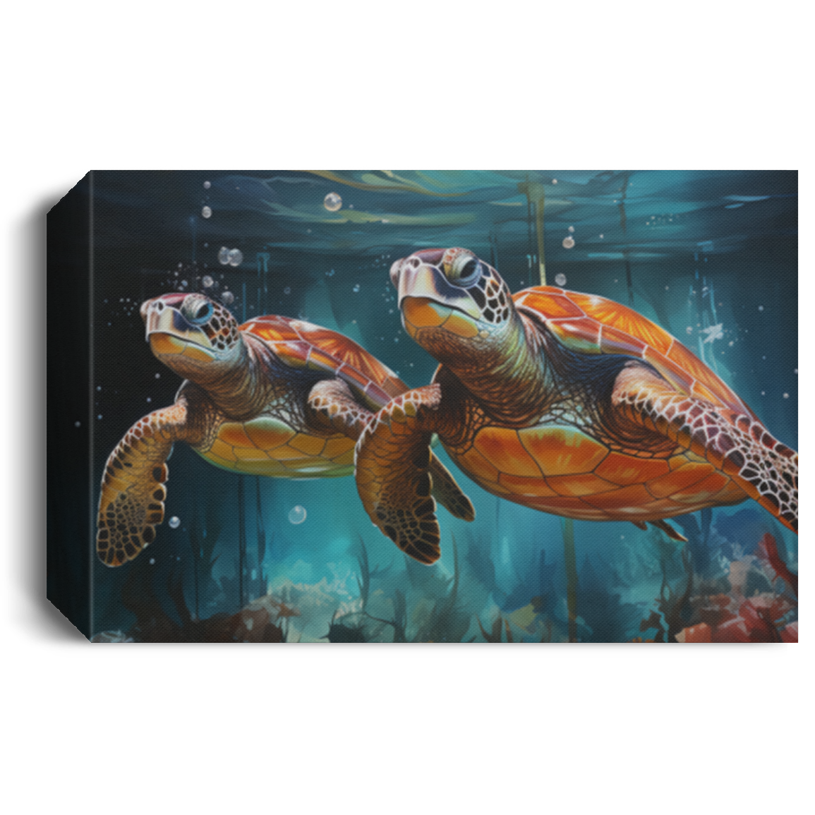 Two Sea Turtles in the Sea