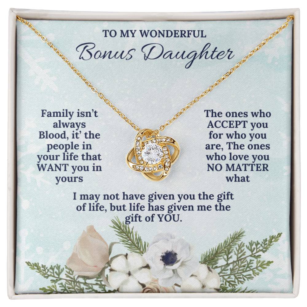 To My Wonderful BONUS DAUGHTER this Christmas | Love Knot Necklace