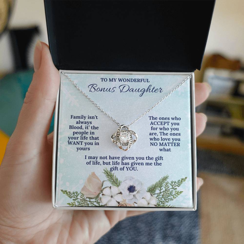 To My Wonderful BONUS DAUGHTER this Christmas | Love Knot Necklace