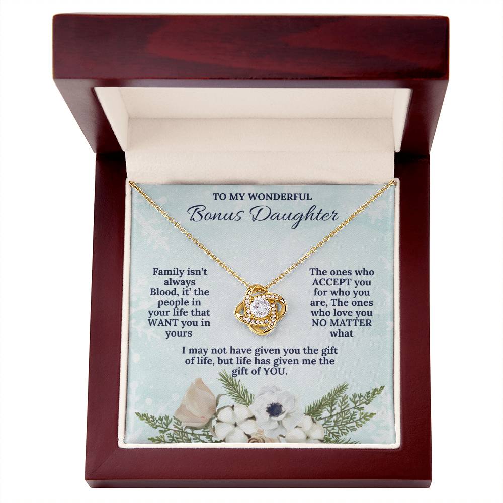 To My Wonderful BONUS DAUGHTER this Christmas | Love Knot Necklace