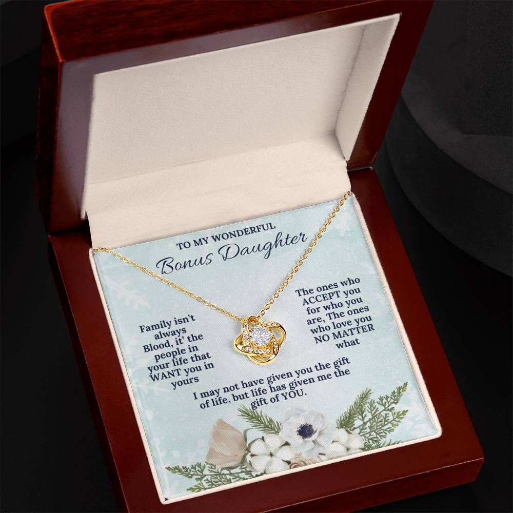 To My Wonderful BONUS DAUGHTER this Christmas | Love Knot Necklace