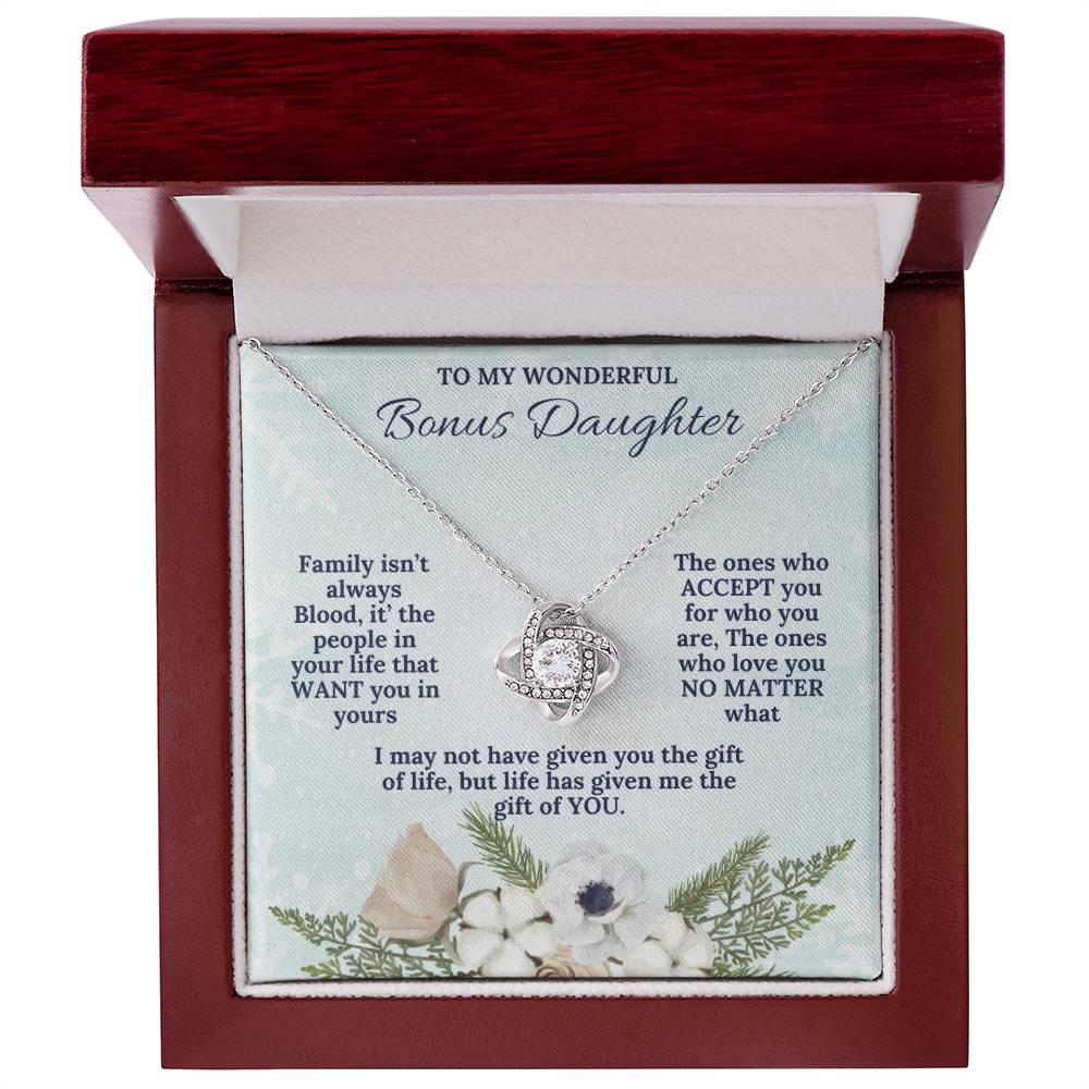 To My Wonderful BONUS DAUGHTER this Christmas | Love Knot Necklace