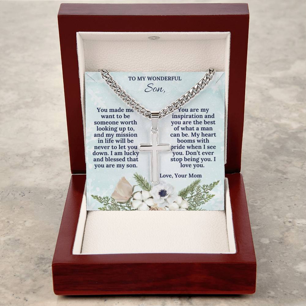 To My Wonderful SON this Christmas | Artisan Cross Necklace