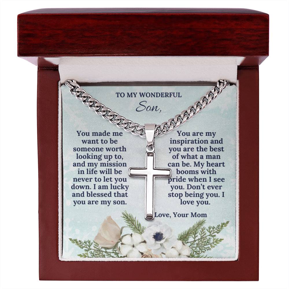 To My Wonderful SON this Christmas | Artisan Cross Necklace