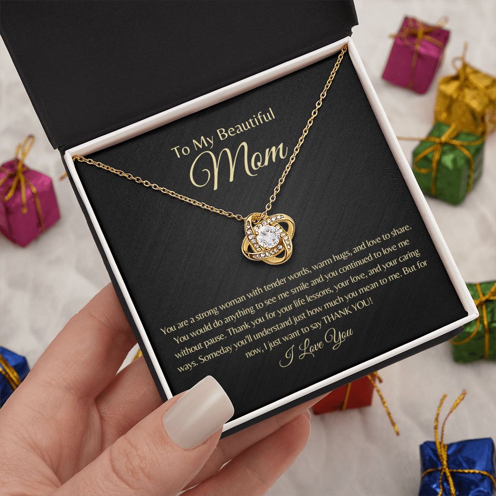 To My Beautiful Mom | I Love You - Love Knot Necklace