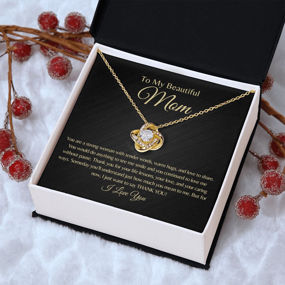 To My Beautiful Mom | I Love You - Love Knot Necklace