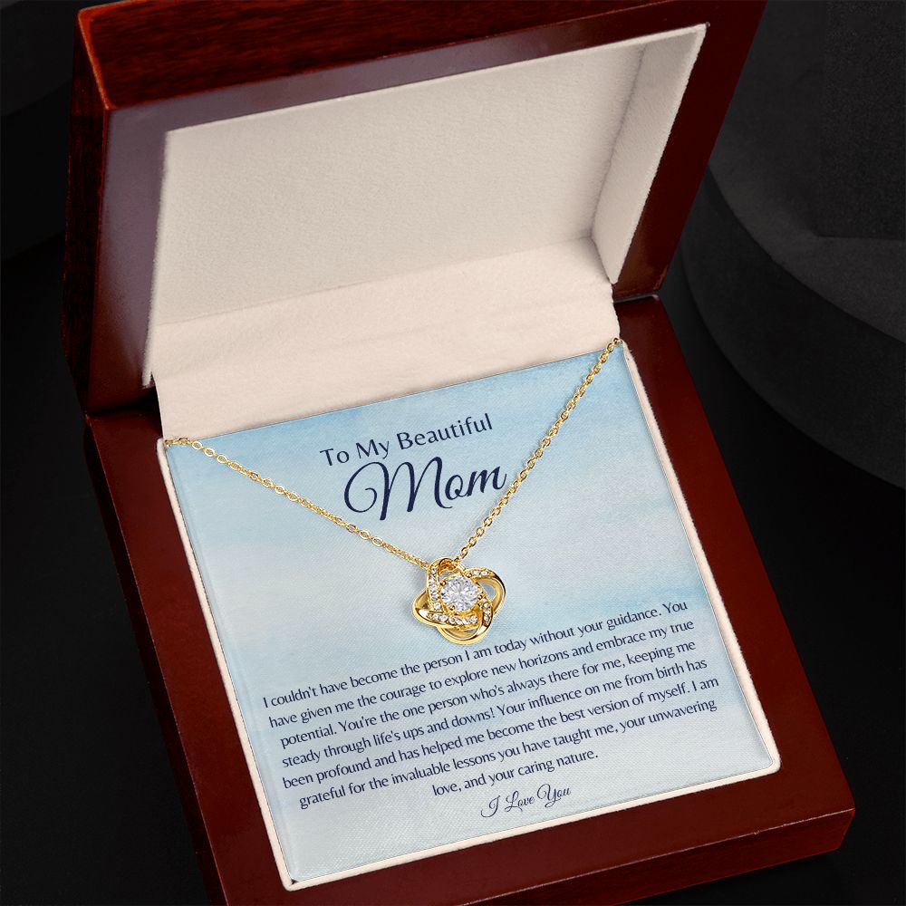 To My Beautiful Mom | I Love You - Love Knot Necklace